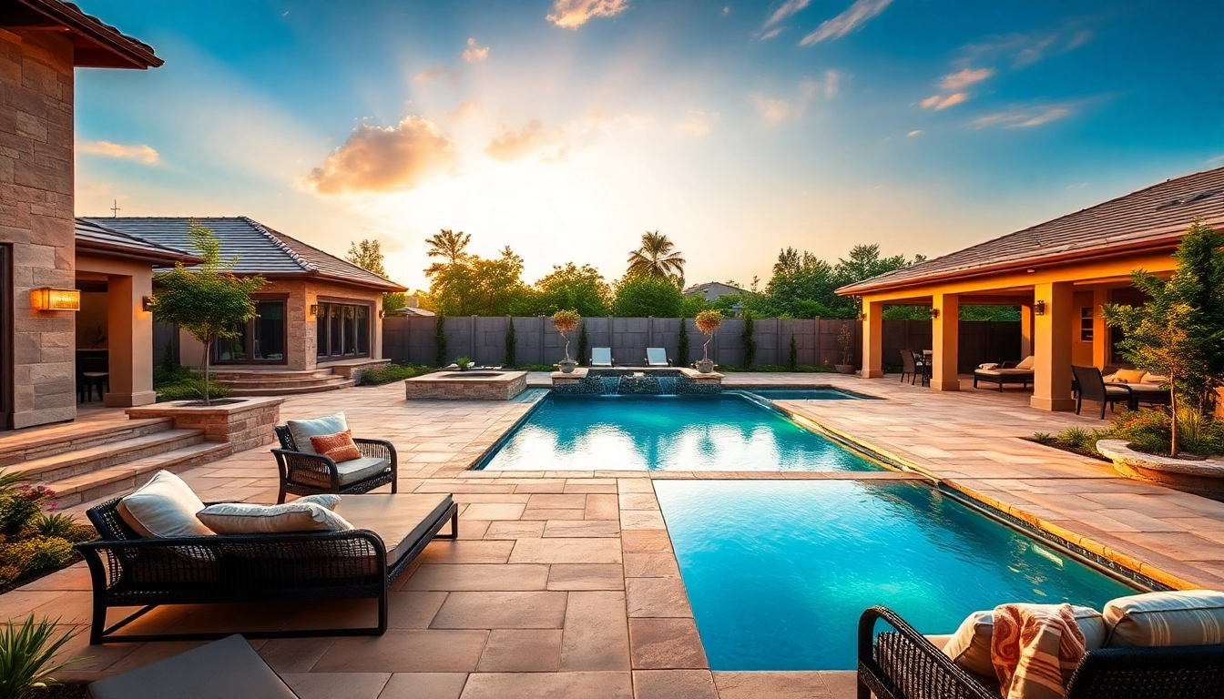 Stunning hardscapes & pools integrated with lush landscaping and elegant outdoor furniture.