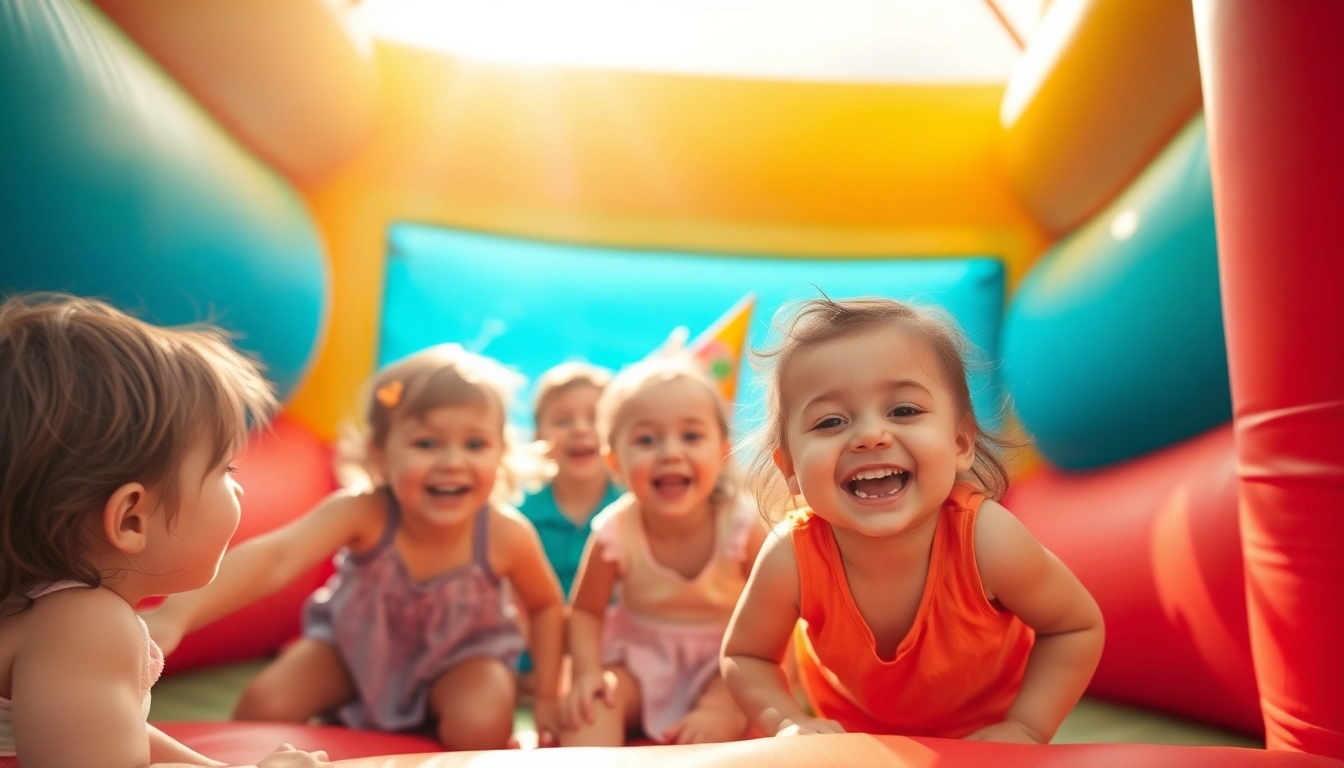 Enjoy an exciting Bounce house rental near me with vibrant colors and happy children playing.