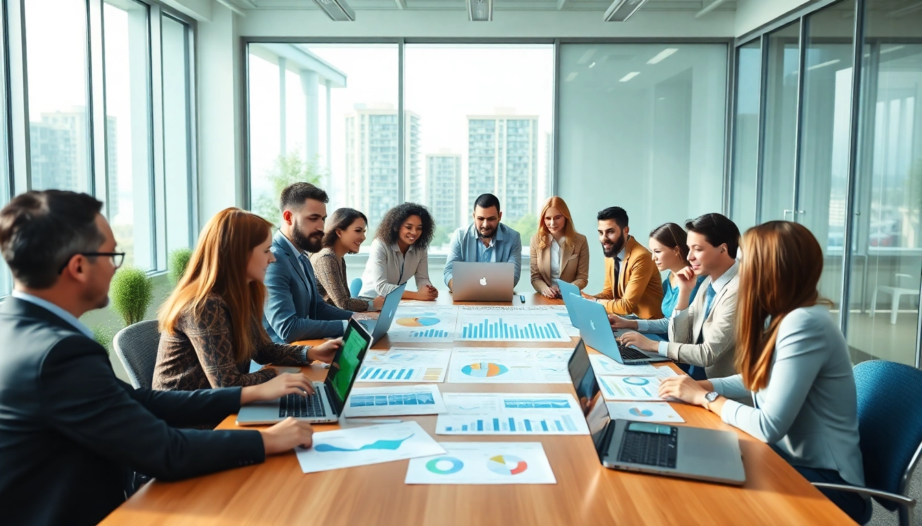 Conducting a competitor pricing analysis with a diverse team in a modern office setting.
