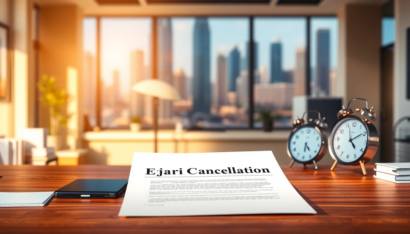 Illustration of the ejari cancellation process in a professional office setting
