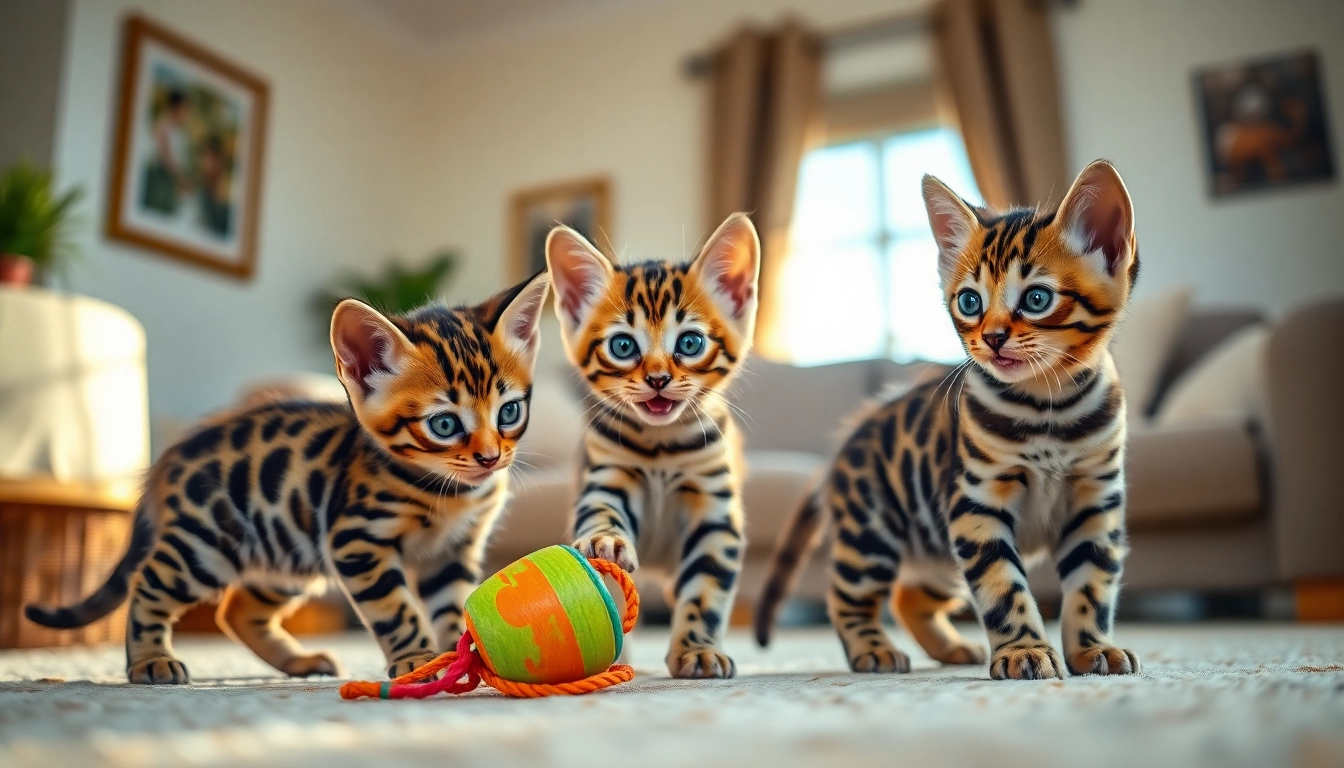 Adopt Bengal Kittens for Sale showcasing playful kittens in a warm living room