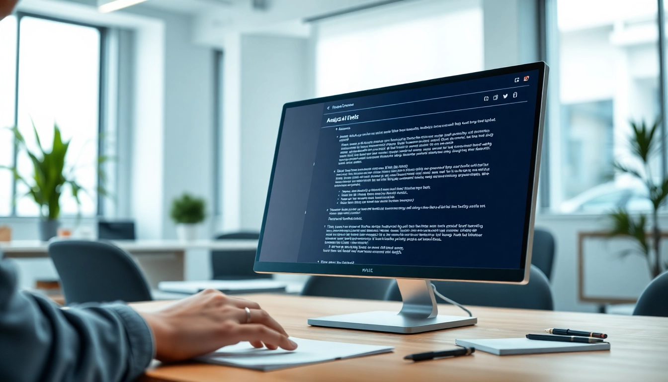Analyze text results with AI checker software displayed on a computer screen.