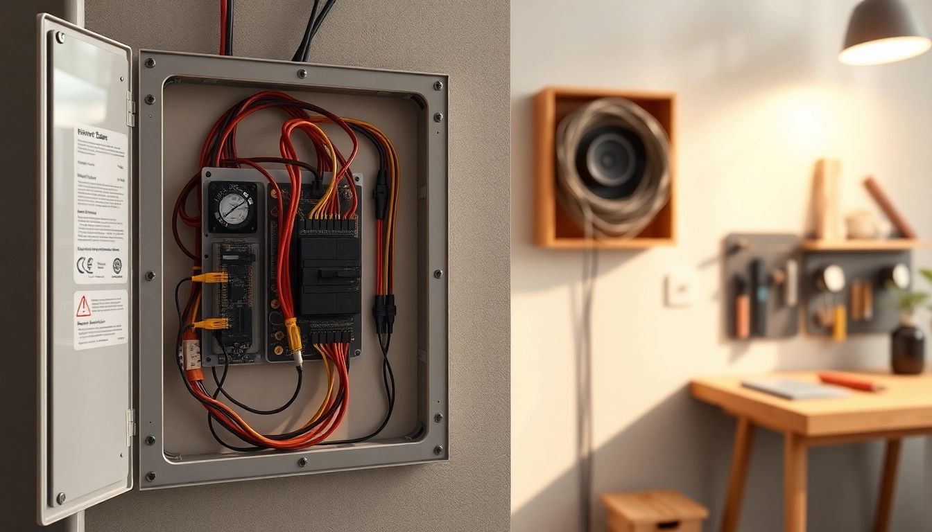 Inspecting an Electrical Panel showcasing modern circuit components and setup details.