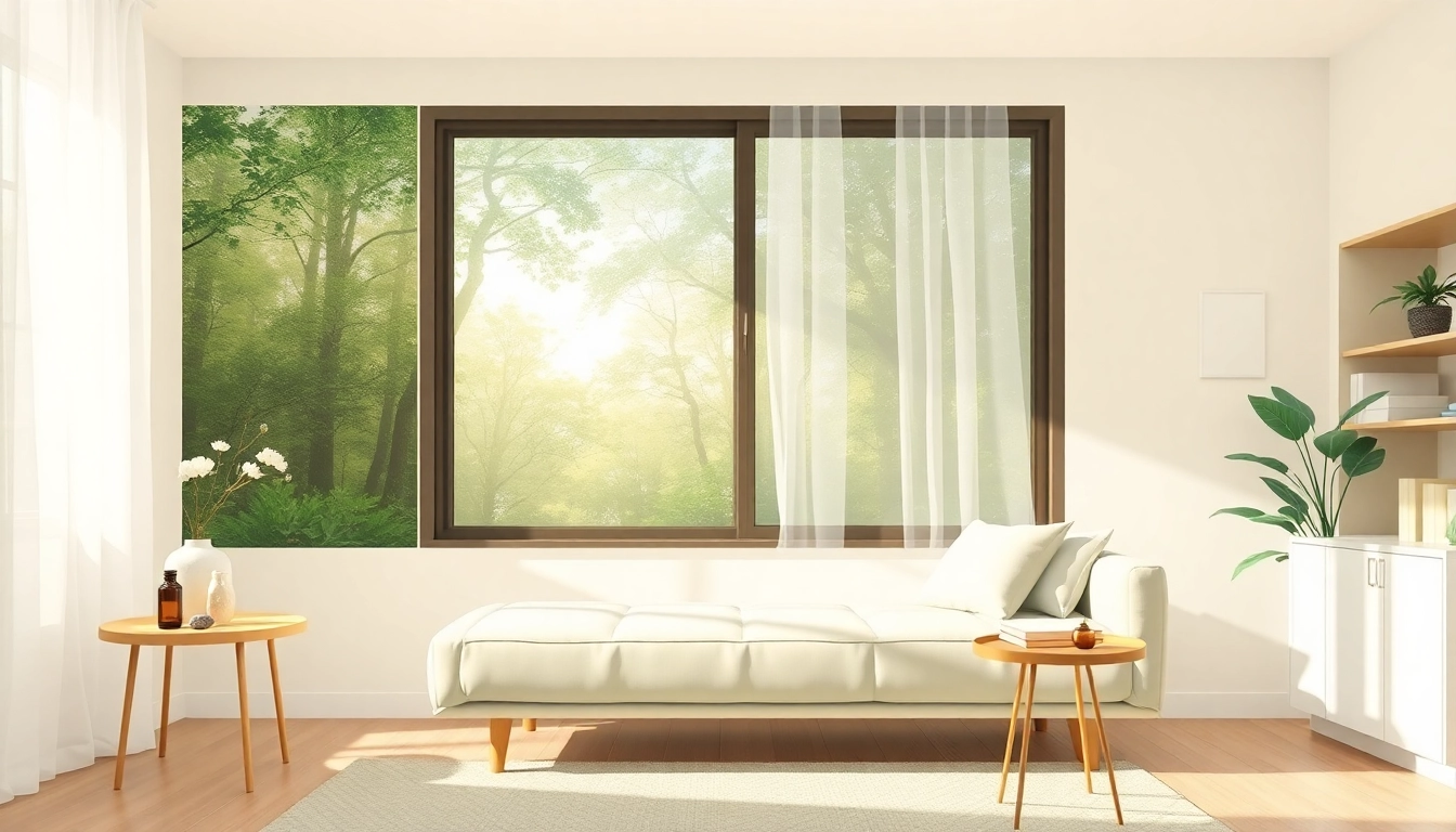 Therapist's office environment designed to promote healing trauma and recovery.