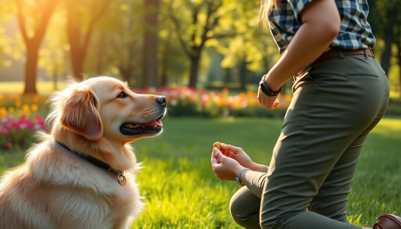 Engaging dog training session in Irvine with a dedicated trainer and golden retriever.