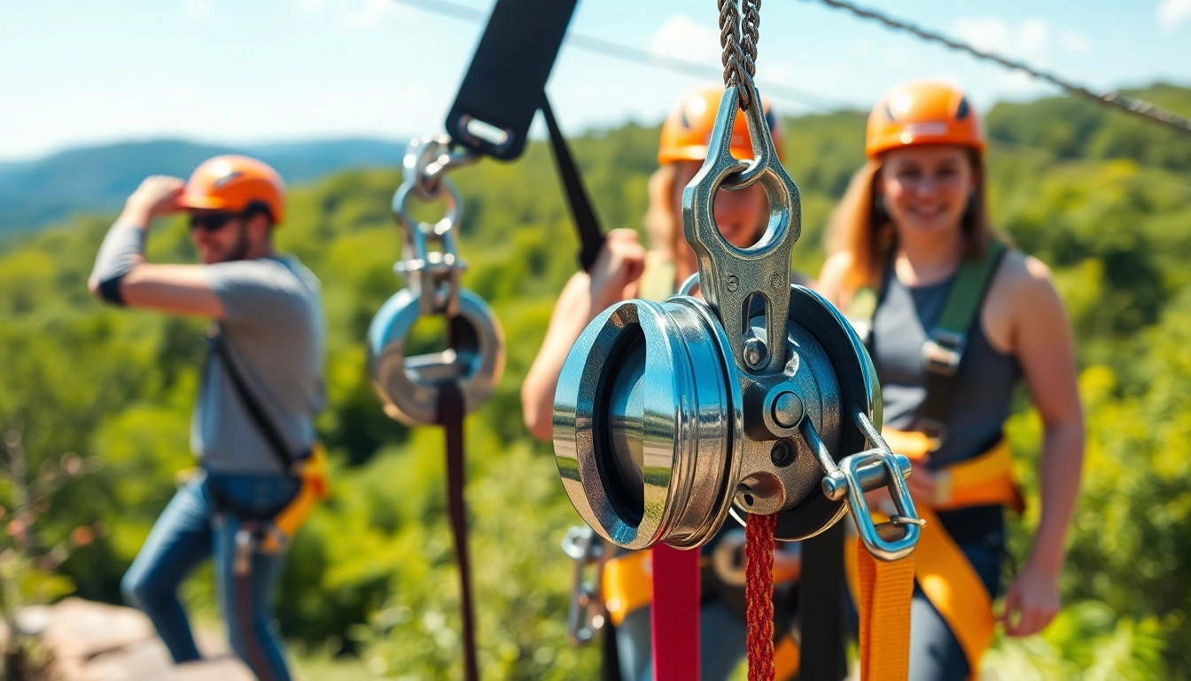 Get ready for adventure with a ZIP WIRE KIT set against a vibrant outdoor backdrop showcasing excitement and safety.