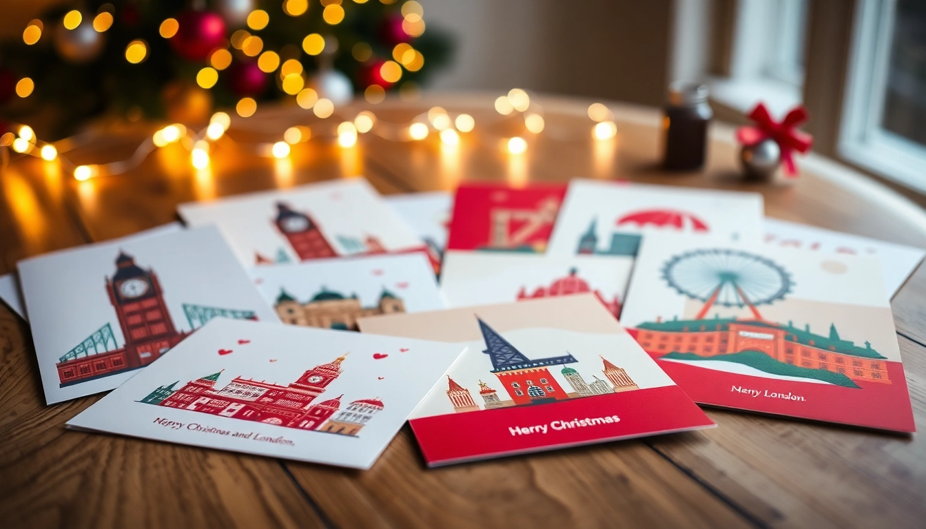 Discover unique personalised Christmas cards London showcasing iconic designs and festive elements.
