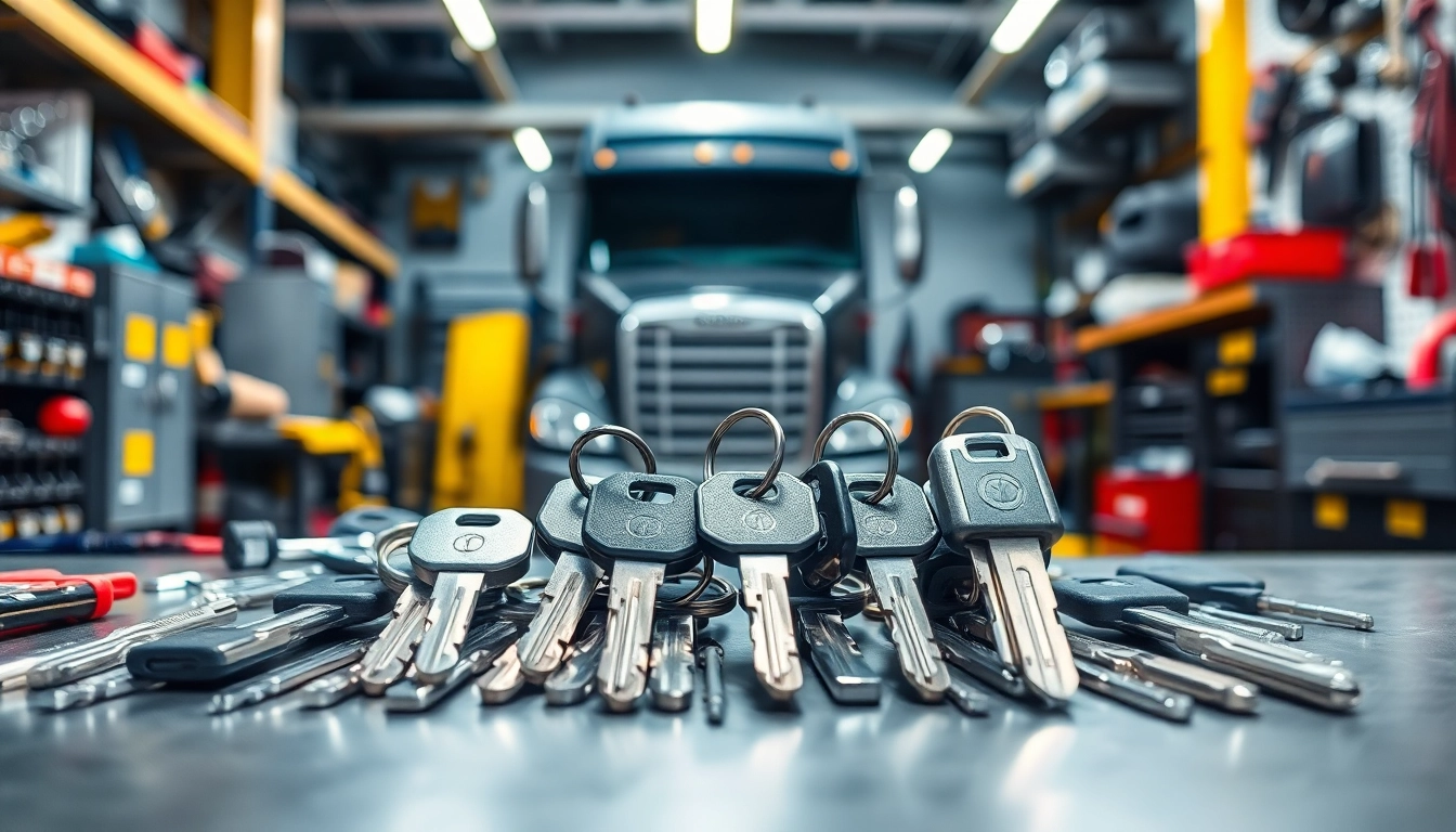 Showcase of truck keys displayed by a professional mechanic, highlighting craftsmanship and tools.