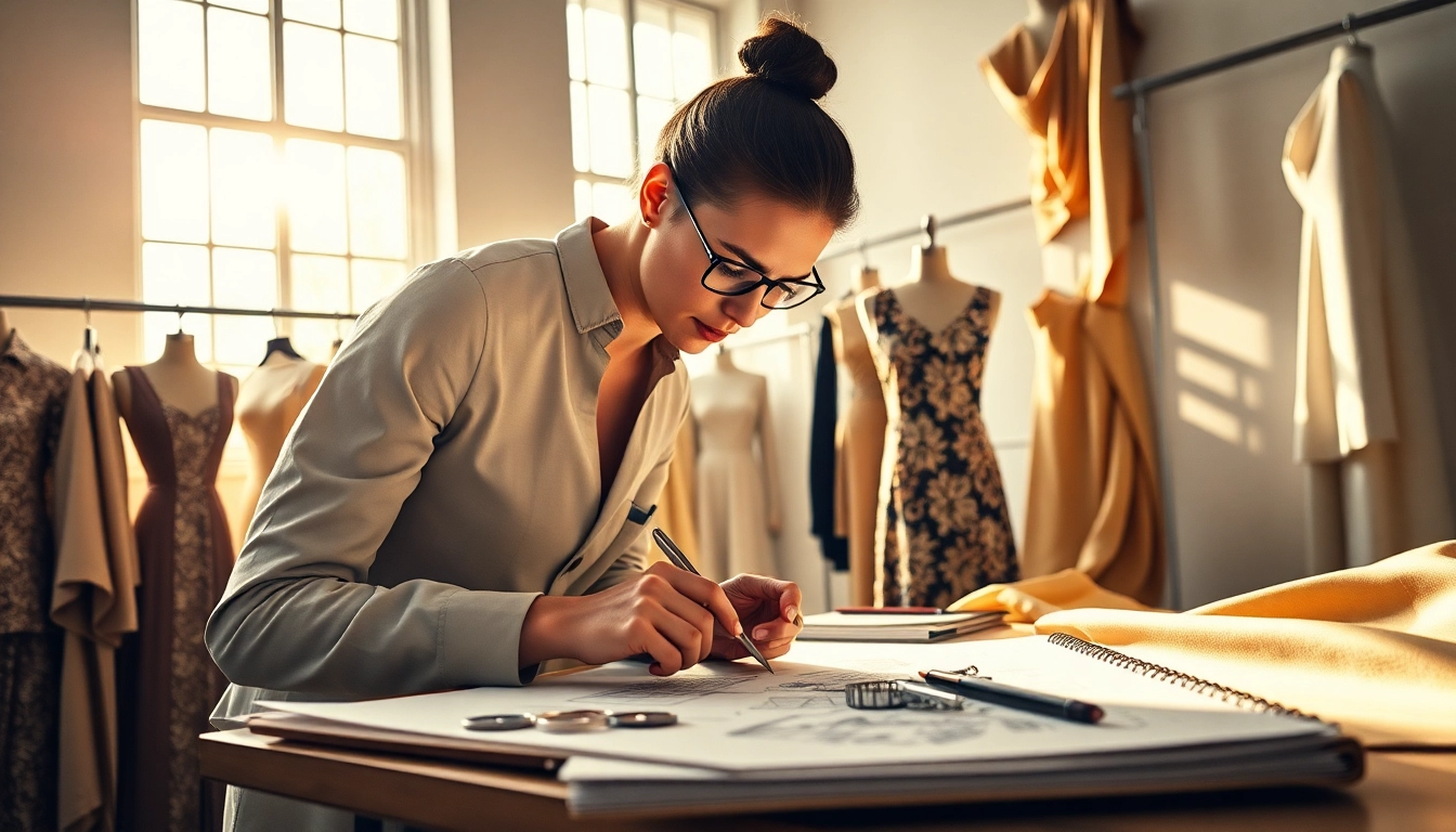 Showcasing Fendi mission statement in a luxury fashion studio with a designer at work.