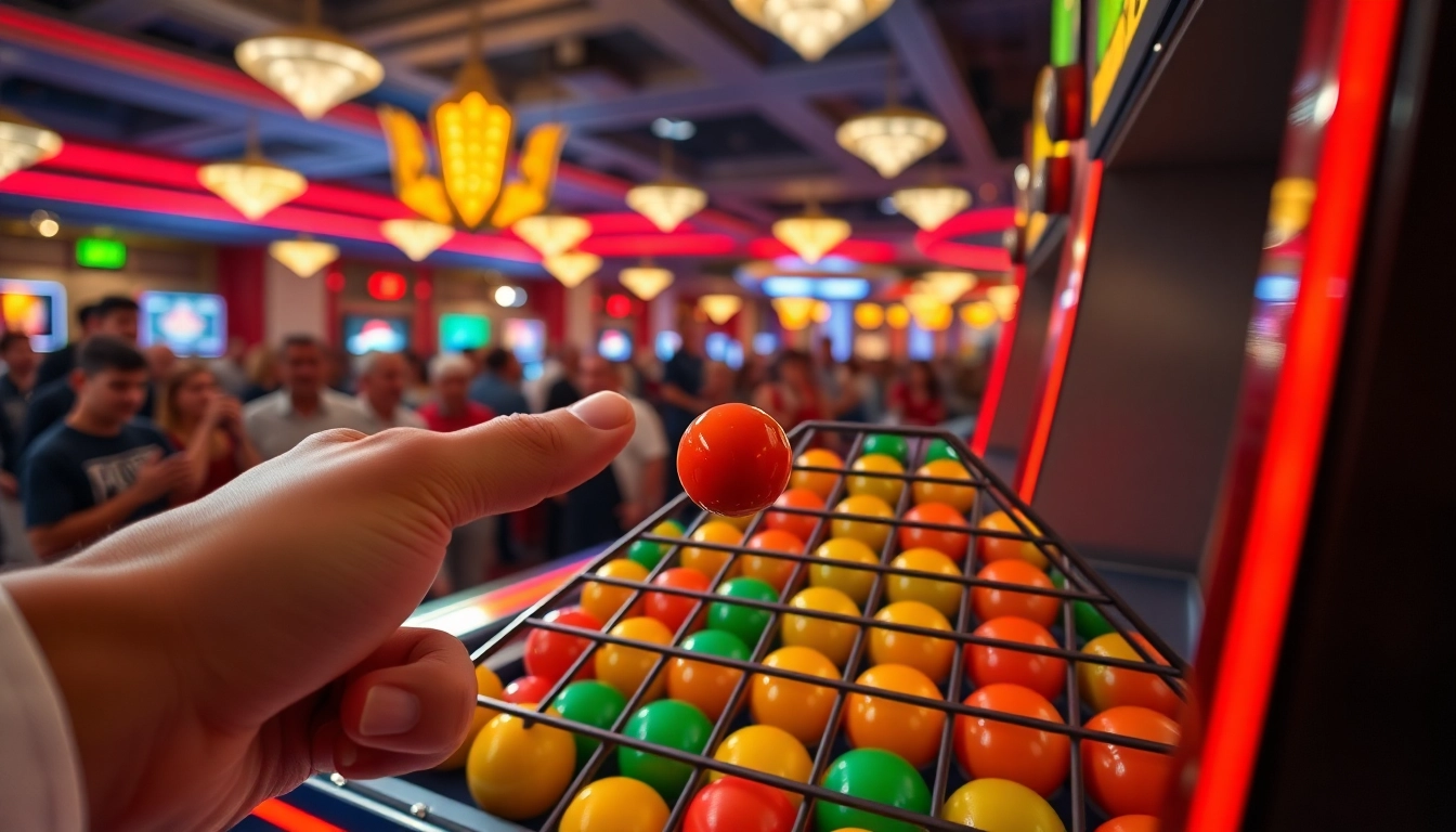 Menangkan plinko slot dengan melihat bola jatuh ke grid menarik di kasino.