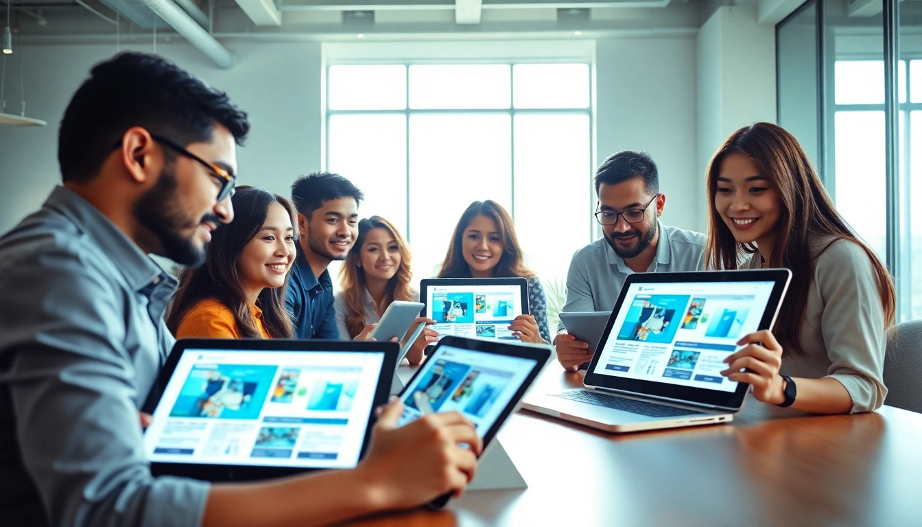 Creating impactful web design Johor Bahru with a collaborative team in a professional office