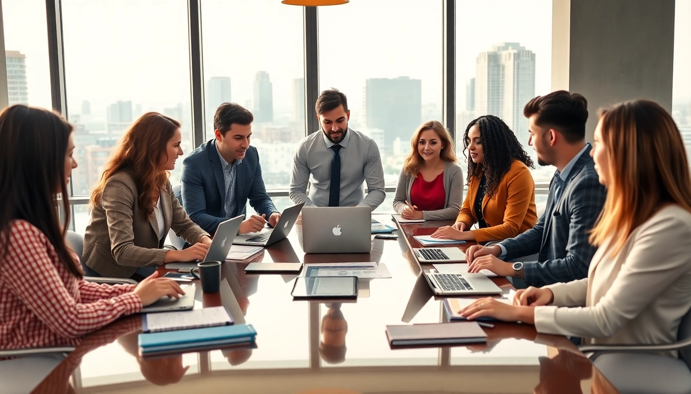 Engaged group brainstorming edmonton social media marketing strategies in a modern office