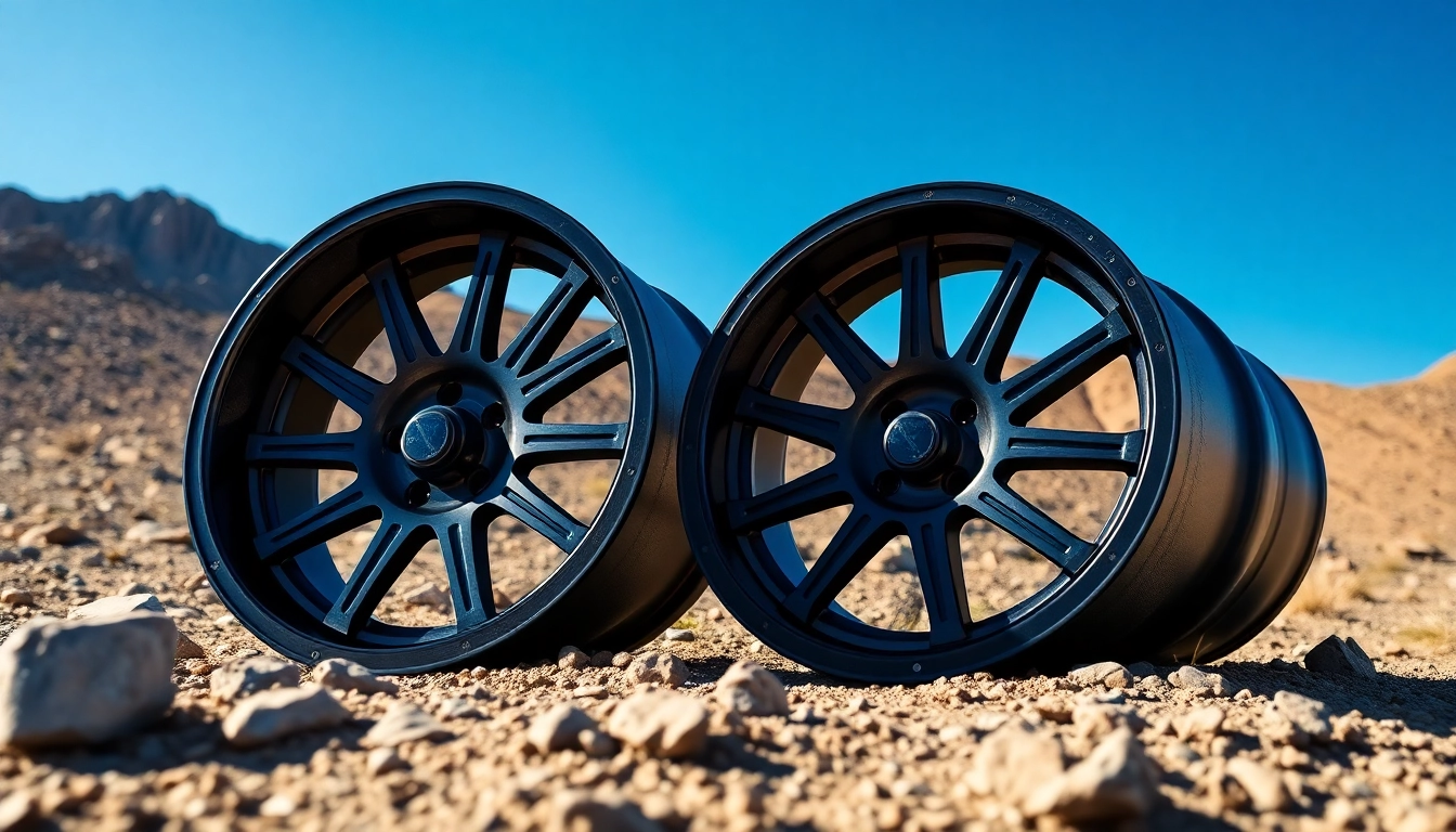 Showcase of XD wheels set against rugged terrain, highlighting their robust design and features.