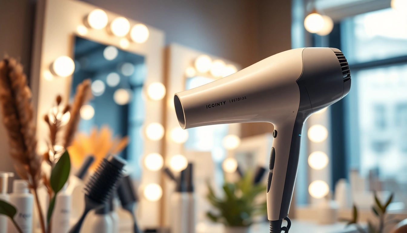 Enhance your hair styling with the ionic hair dryer in a chic salon setting.