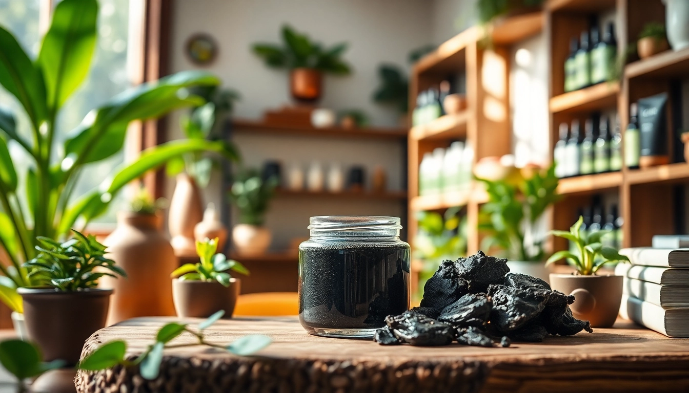 Promote Shilajit Resin For Sale through close-up imagery of high-quality resin in a wellness setting.