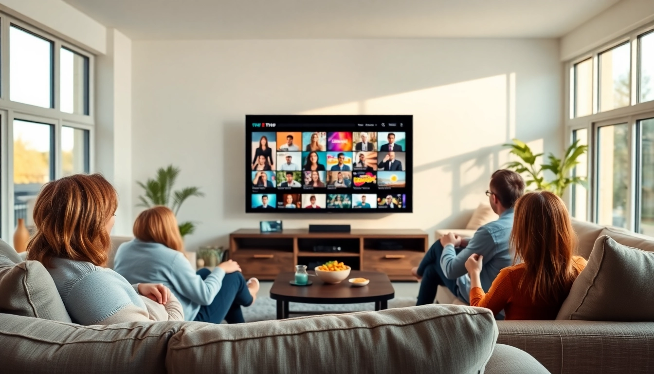 Enjoy diverse programming with a reliable IPTV subscription in a cozy family living room.