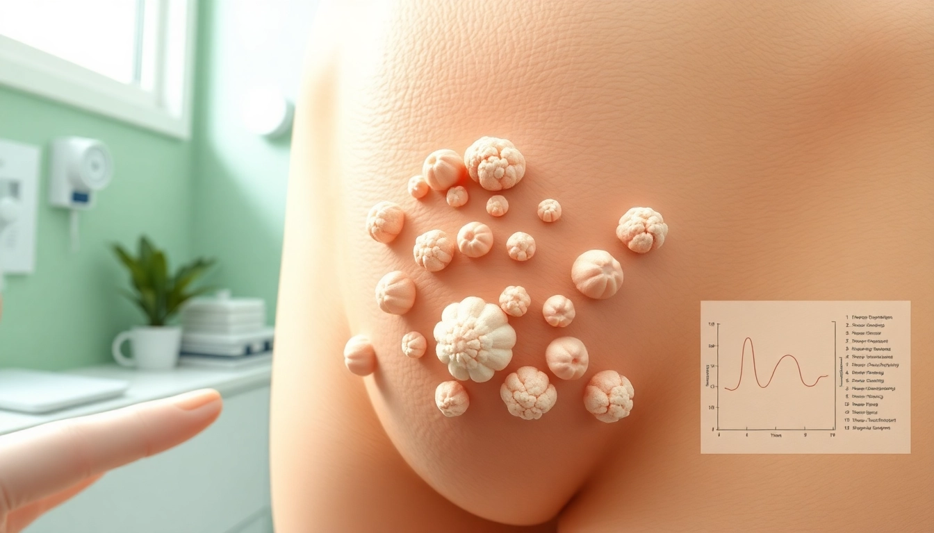 Illustration of anal warts showcasing their appearance and texture in a professional setting.