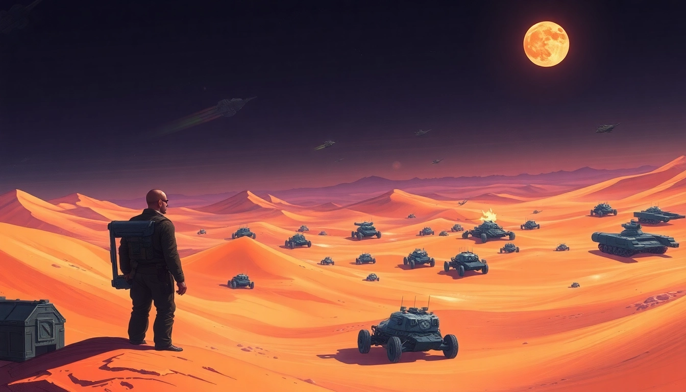 Engaging scene from the dune 2 game with futuristic desert warfare elements and dramatic lighting.