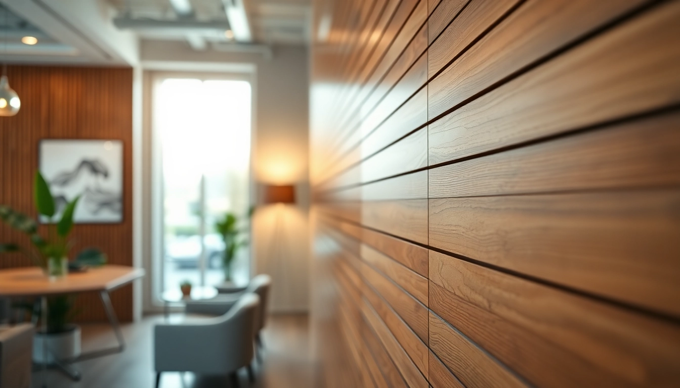Enhance your space with wood wall covering featuring elegant textured slats.