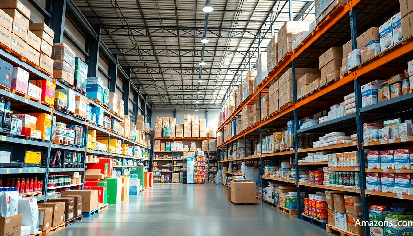 Discover organized wholesale products to sell on amazon in a bright, professional warehouse setting