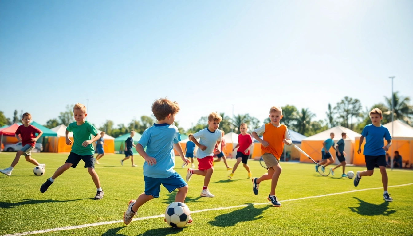 Engaged boys enjoying Multi Sports Camps for Boys activities, showcasing excitement and teamwork.