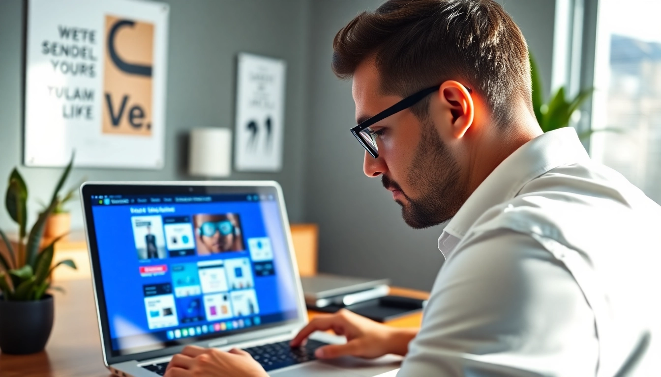 Engaging kc web design concepts being crafted by a focused professional in a modern workspace.